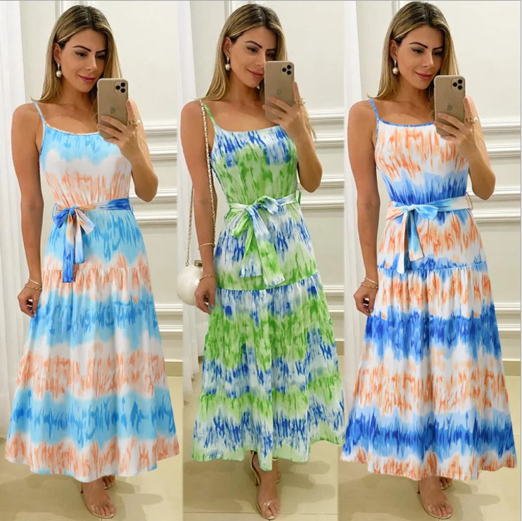 European and American women's summer 2021 fashion sexy water corrugated print halter skirt sleeveless slim dress
European and American women's summer 2021 fashion sexy water corrugated print halter skirt sleeveless slim dress