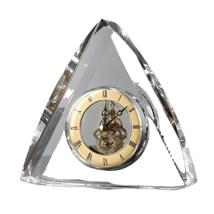 Customized Text Carved Unique Triangle Shape Clear Crystal Personalized Clock Gifts
Customized Text Carved Unique Triangle Shape Clear Crystal Personalized Clock Gifts