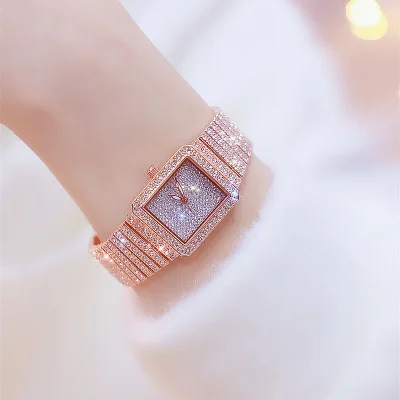 

BS BEE sister FA0510M Square Women Diamond Watch Full Rhinestone Wristwatches Bracelet Relogio Feminino Montre Femme