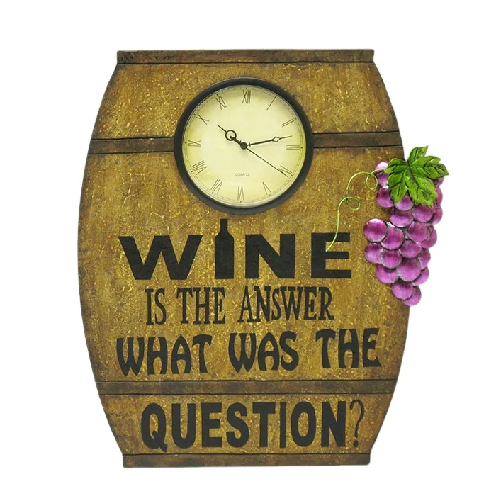 Decorative Wooden Wine Wall decor with Clock