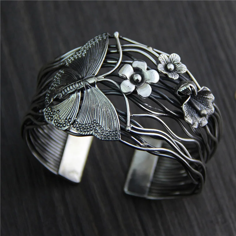 New Arrival Wide Cuff 925 Sterling Silver Charm Bracelet Butterfly And Flower Bangle For Women Bangle Bracelet Custom
New Arrival Wide Cuff 925 Sterling Silver Charm Bracelet Butterfly And Flower Bangle For Women Bangle Bracelet Custom