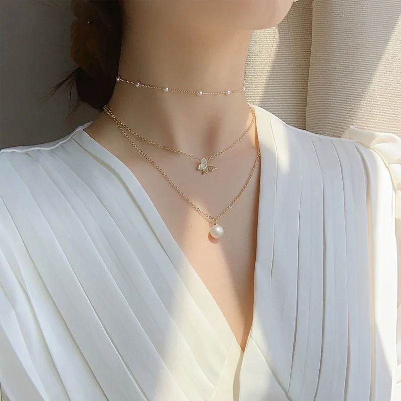 Korean New Arrive Cute Zircon Butterfly Choker Necklace For Women Multi Layer Pearl Short Collares Jewelry Kolye 3pcs/lot
Korean New Arrive Cute Zircon Butterfly Choker Necklace For Women Multi Layer Pearl Short Collares Jewelry Kolye 3pcs/lot