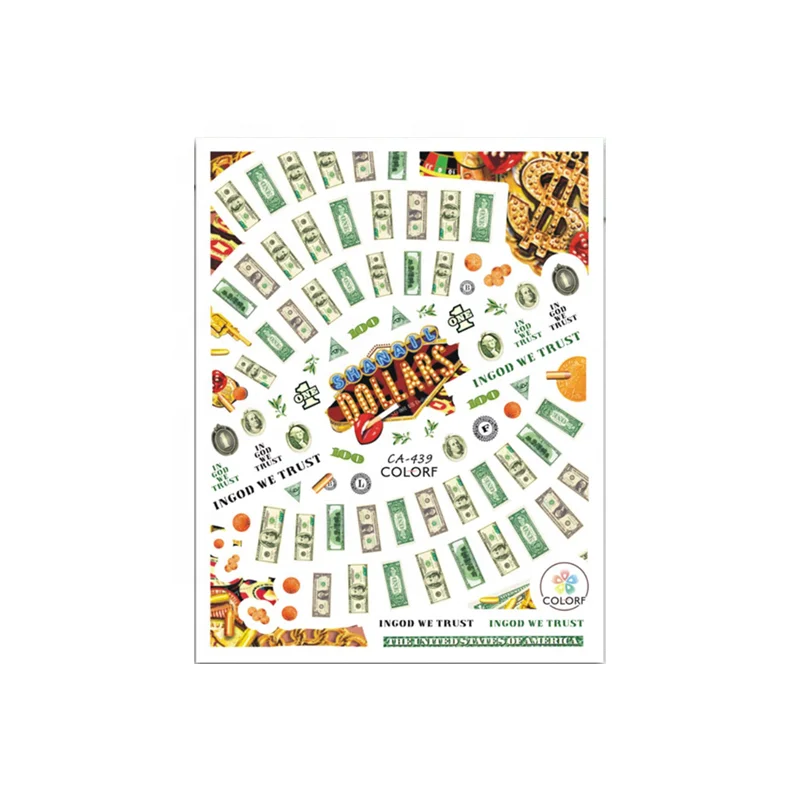 3D Special U.S. Dollar RMB Coins Pattern Nail Art Sticker Colorful Wholesale High Quality Adhesive Nail Stickers, As shown
3D Special U.S. Dollar RMB Coins Pattern Nail Art Sticker Colorful Wholesale High Quality Adhesive Nail Stickers, As shown