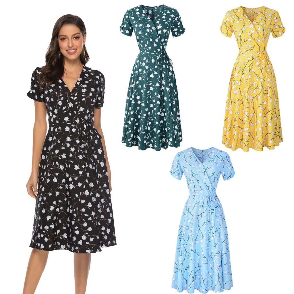2020 New Arrivals Summer Fashion Women Casual V-Neck Long Chiffon Floral Print Dress
2020 New Arrivals Summer Fashion Women Casual V-Neck Long Chiffon Floral Print Dress