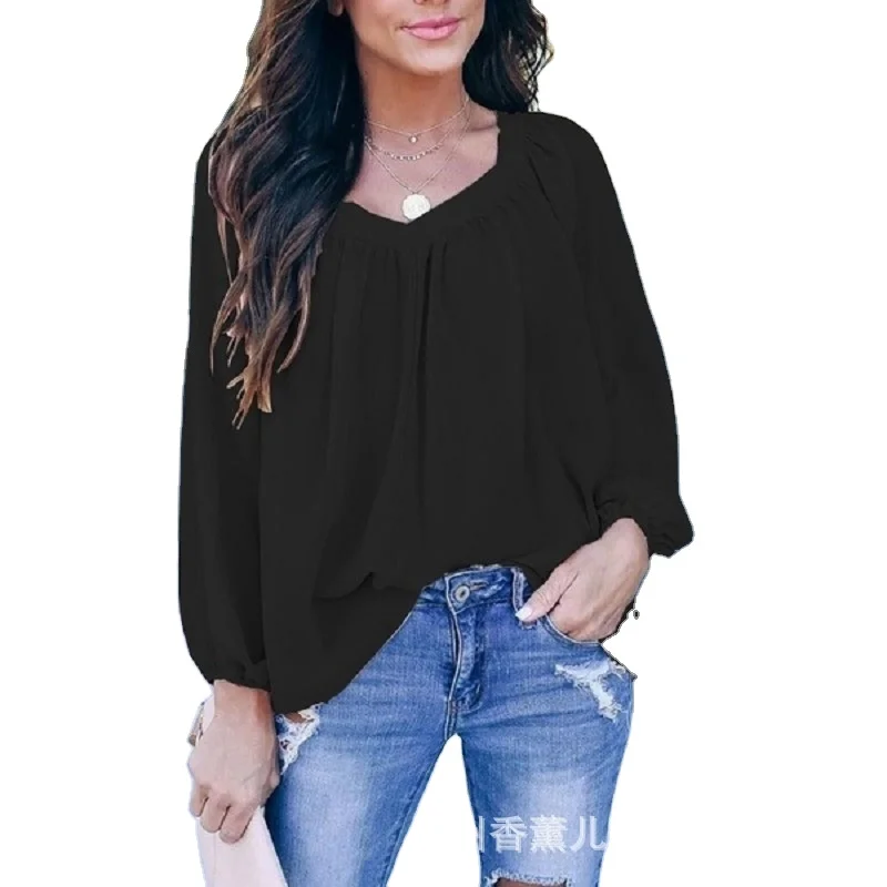 Women large size pure color Chiffon tops European and American women's wear popular back bow loose Chiffon Top
Women large size pure color Chiffon tops European and American women's wear popular back bow loose Chiffon Top