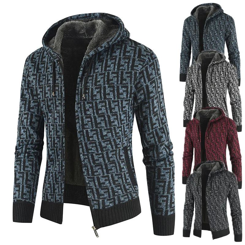 2020 new plus velvet thick sweater cardigan jacket men's color matching hooded men winter coat jacket
2020 new plus velvet thick sweater cardigan jacket men's color matching hooded men winter coat jacket