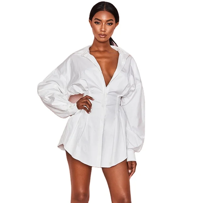 Women Long Sleeves White Dresses Shirt Office Elegant Ladies Casual Dress, As picture
Women Long Sleeves White Dresses Shirt Office Elegant Ladies Casual Dress, As picture