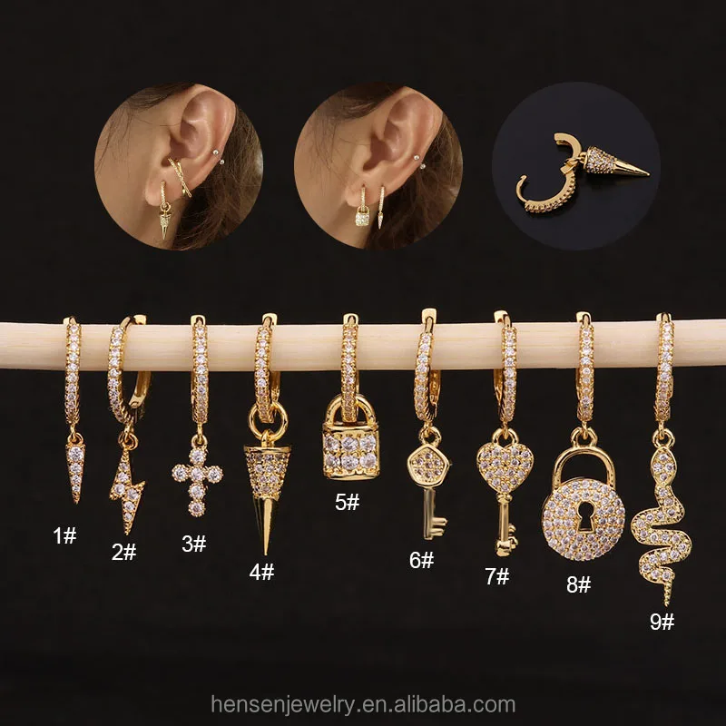 Trendy Gold Lightening Cross Spike Small Pendant CZ Hoop Earring Up Lobe Piercing Jewelry
Trendy Gold Lightening Cross Spike Small Pendant CZ Hoop Earring Up Lobe Piercing Jewelry