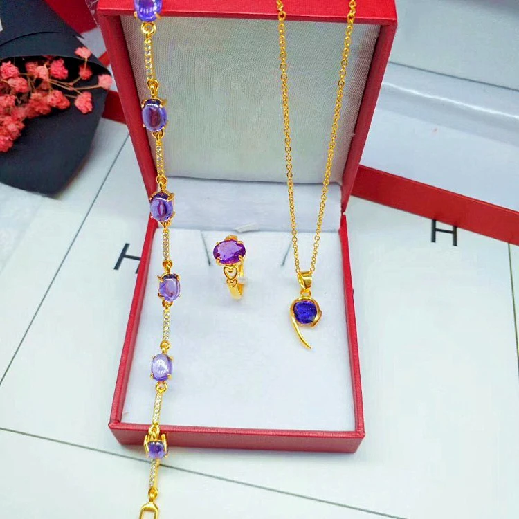 Earrings Necklace Setgold Plated Pendant Inlaid Purple Three Piece Gold Plated Process
Earrings Necklace Setgold Plated Pendant Inlaid Purple Three Piece Gold Plated Process