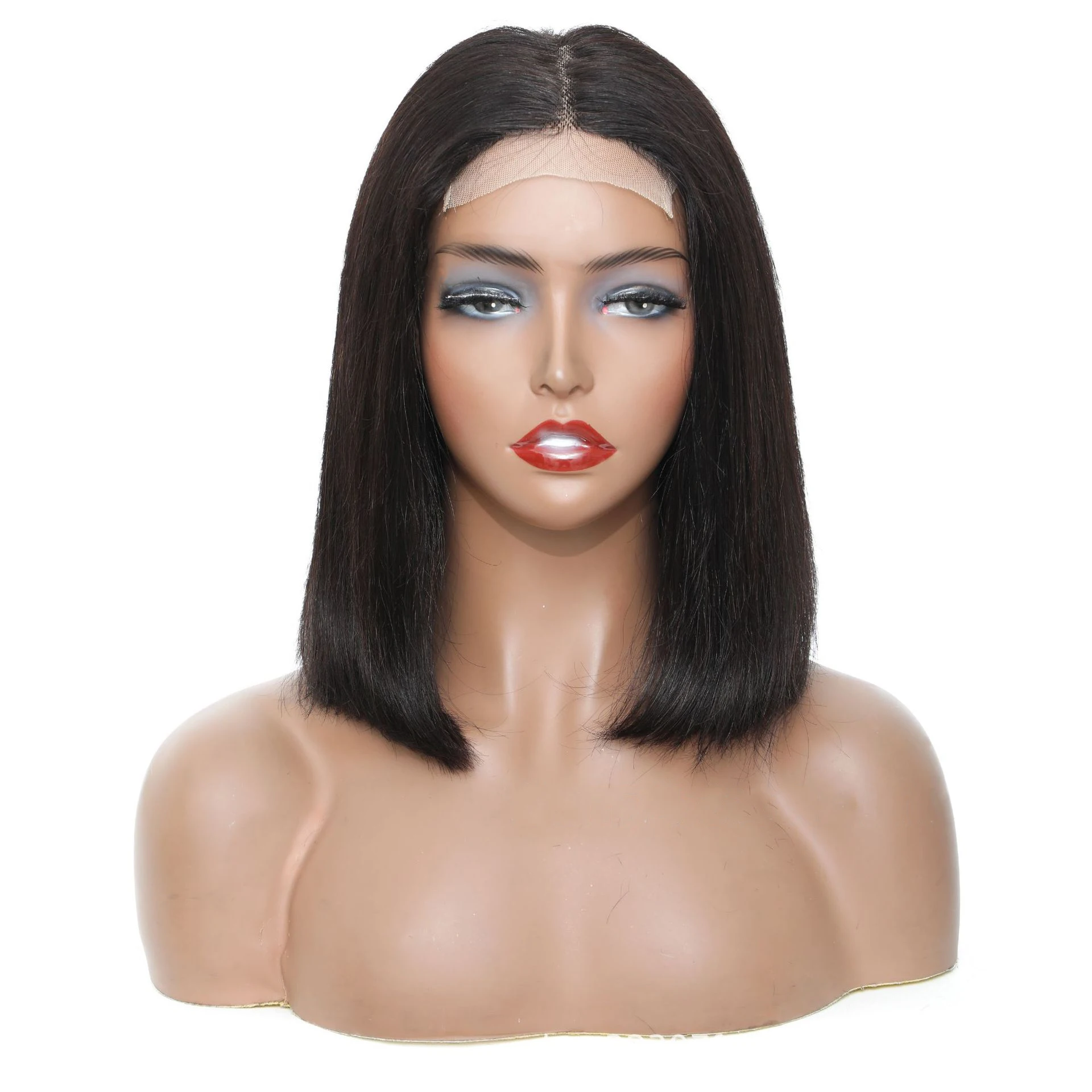 

4*4 Lace Front Closure human hair wig 8inch-14inch Brazilian virgin bone straight bob short 150% density wigs for women