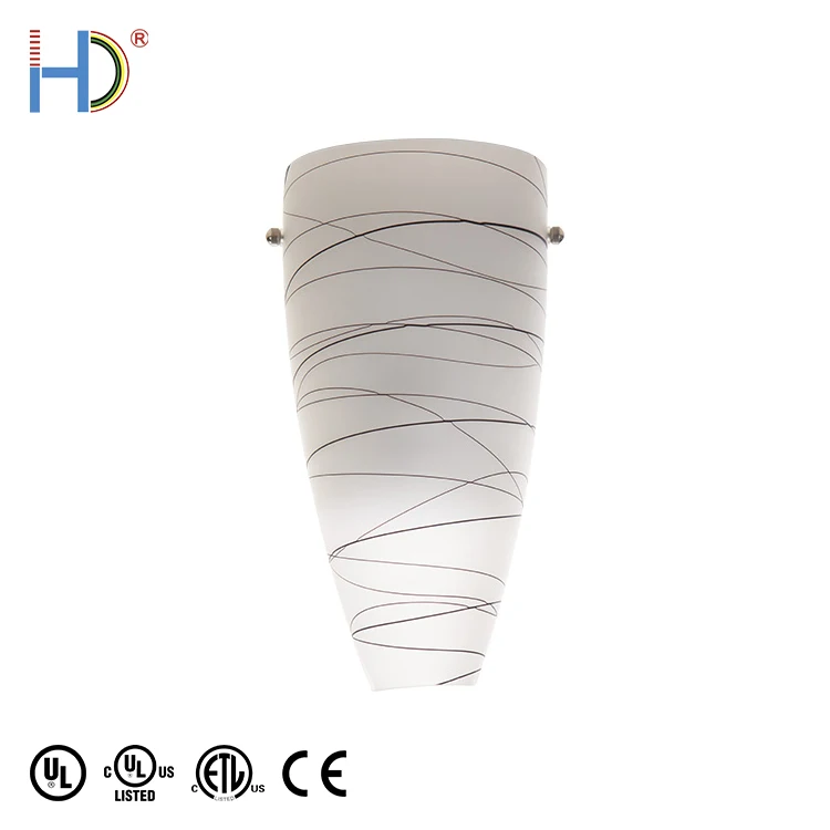 Direct Wired GU-24 Socket White Decorative Glass Shade Wall Lights In Indoor