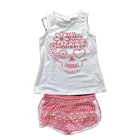 Girls Clothing Set 2020 Summer Girls Clothes Sleeveless T-shirt+Shorts Girls White x Red Jersey Suits