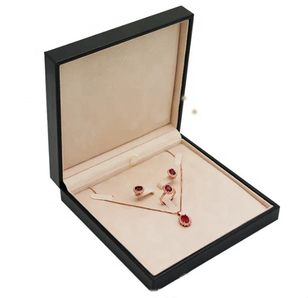 custom made black pu leather exclusive jewelry packaging box