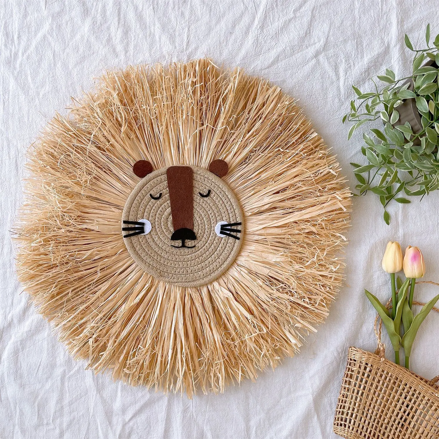 Nordic Style Handmade Cotton Rope Woven Straw Cartoon Animal Lion Tiger Wall Hanging Decoration for Kids Room Hanging Decor
Nordic Style Handmade Cotton Rope Woven Straw Cartoon Animal Lion Tiger Wall Hanging Decoration for Kids Room Hanging Decor