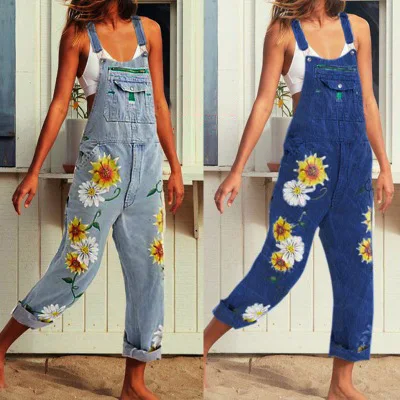 Printed Overalls Jeans 2020 Summer Women Casual Printed Ripped Denim Trousers, Picture
Printed Overalls Jeans 2020 Summer Women Casual Printed Ripped Denim Trousers, Picture