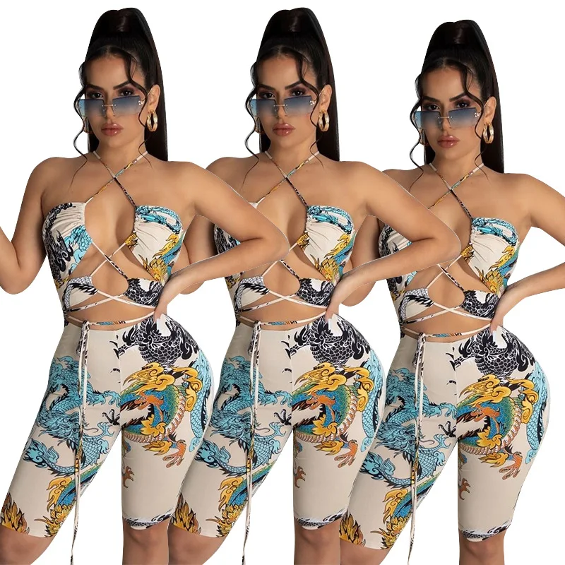 2021 summer women irregular print sexy two-piece suit
2021 summer women irregular print sexy two-piece suit