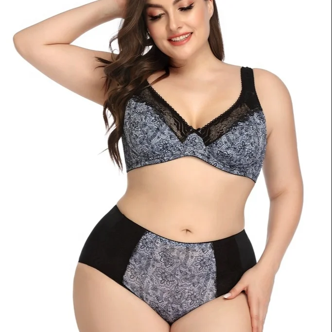 Wide Shoulder Strap Floral Printed Underwire Support Black Big Cup Bra Panties Lace Women Plus Size D Cup Bra And Panty Sets
Wide Shoulder Strap Floral Printed Underwire Support Black Big Cup Bra Panties Lace Women Plus Size D Cup Bra And Panty Sets