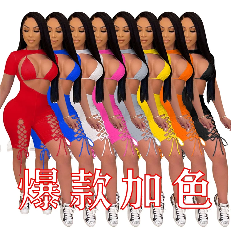 HG Summer 2021 hollow out jumpsuit solid color tights set lace up club style sexy rompers for women D97669
HG Summer 2021 hollow out jumpsuit solid color tights set lace up club style sexy rompers for women D97669