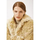 Top Selling Elegant 100% Polyester Winter clothing Invisible Hook button Ivory women's longsleeve Fur coat