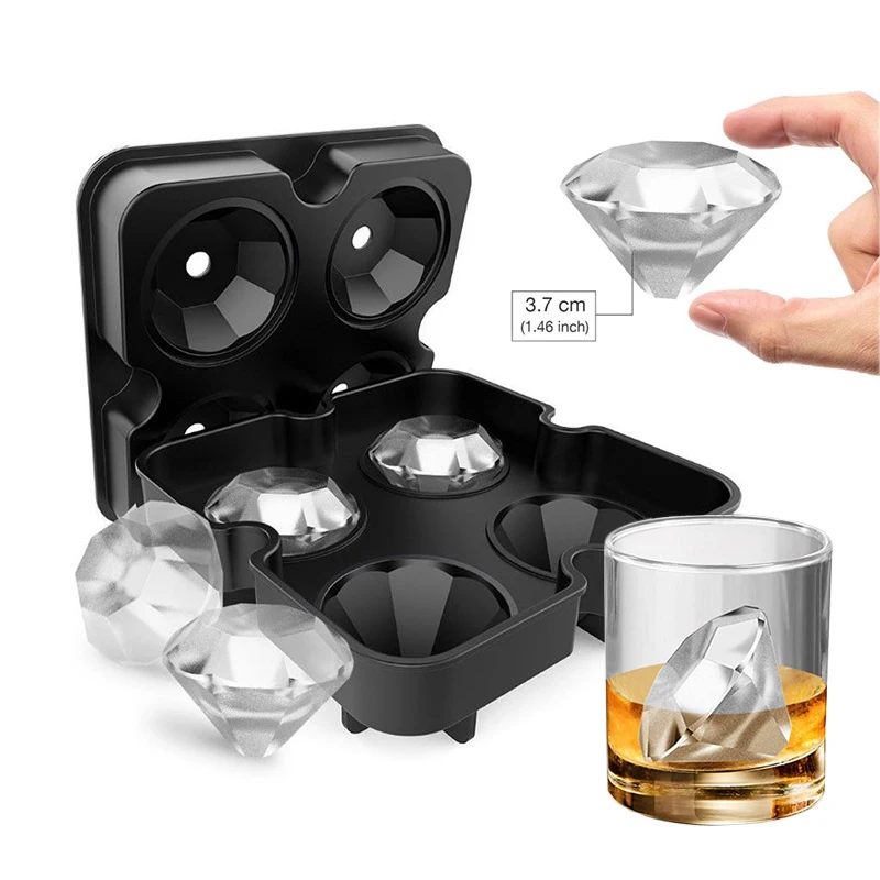 Ice Cube Tray Diamond Ice Cube Molds Reusable Silicone Flexible 4 Cavity Ice Tray Maker with Lid for Chilling Whiskey Cocktails, Black, blue
Ice Cube Tray Diamond Ice Cube Molds Reusable Silicone Flexible 4 Cavity Ice Tray Maker with Lid for Chilling Whiskey Cocktails, Black, blue