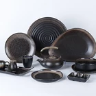 Good Quality Ceramic Dinnerware+Sets, Wholesale Custom Black Porcelain+Dinner+Sets