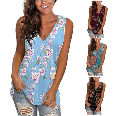 2021 summer hot sale women's clothing fashion V-neck printed sleeveless vest blouse T-shirt
2021 summer hot sale women's clothing fashion V-neck printed sleeveless vest blouse T-shirt