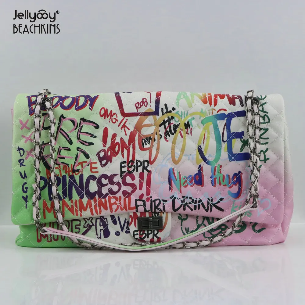 Jellyooy BEACHKINS Colorful Painted Graffiti Bags Ins Girl Graffiti Chain Bag Large Capacity Travel Handbag, Colorful colors
Jellyooy BEACHKINS Colorful Painted Graffiti Bags Ins Girl Graffiti Chain Bag Large Capacity Travel Handbag, Colorful colors
