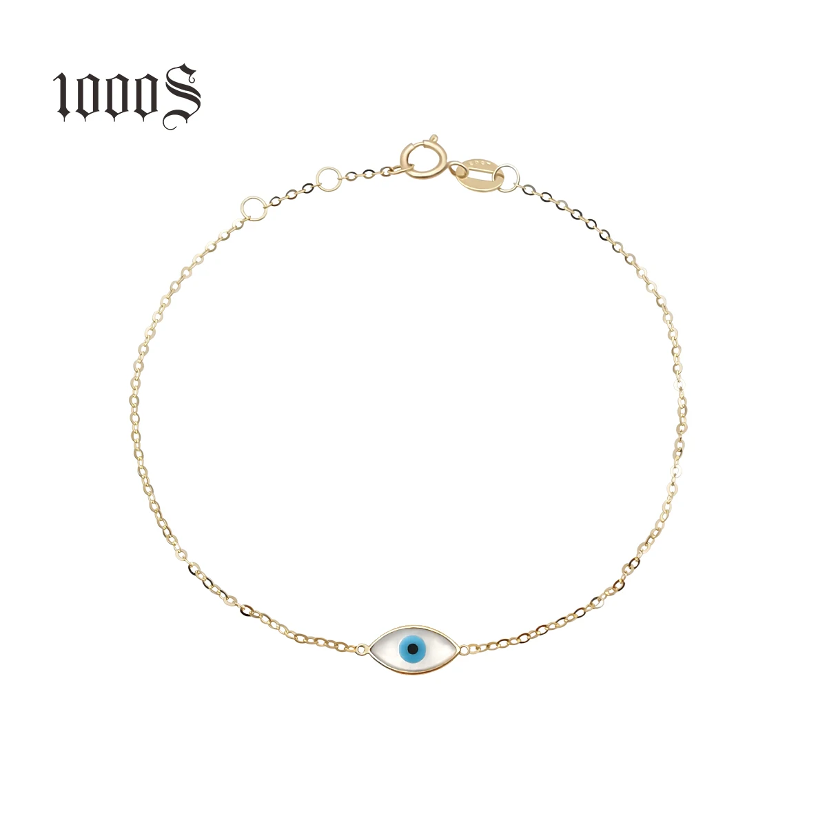 Delicate Blue Eyeball Design 14K Solid Gold Bracelet Women Kid Jewelry 
Delicate Blue Eyeball Design 14K Solid Gold Bracelet Women Kid Jewelry