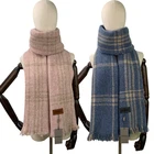Fashion Custom wool Long Shawl Plain Lady Warm Printed Thick Winter Plaid Scarf