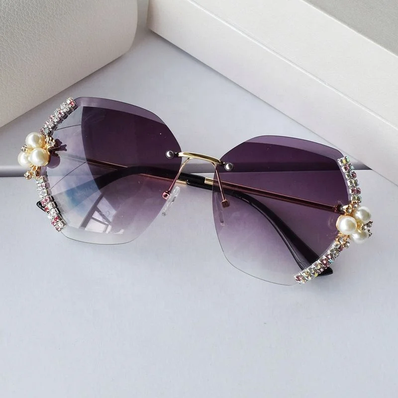 Rimless Sunglasses With Diamonds Pearls Rhinestone Sunglasses For Women in Stock, Colors
Rimless Sunglasses With Diamonds Pearls Rhinestone Sunglasses For Women in Stock, Colors