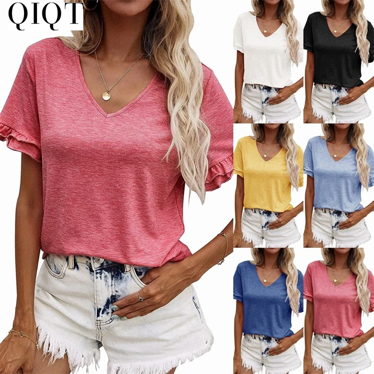 New Trendy 2022 Summer Solid Color V Neck Short Sleeve T-Shirt Casual Women Tops Fashionable Blouse
New Trendy 2022 Summer Solid Color V Neck Short Sleeve T-Shirt Casual Women Tops Fashionable Blouse