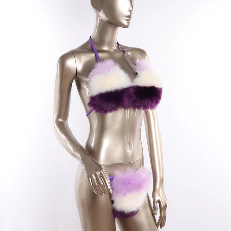 Custom Women Fur Underwear Fox Fur Furry Bra Lingerie Set Buy Furry