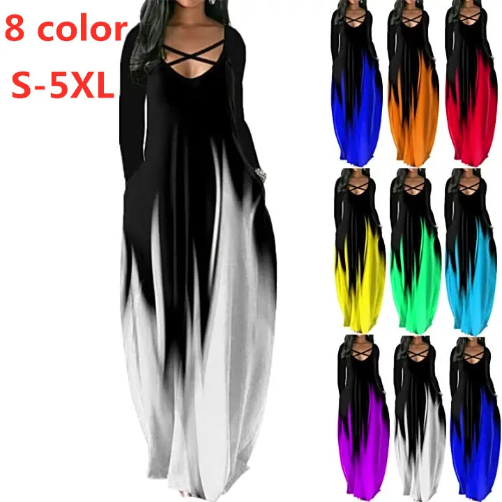 Newest Design Long Sleeve Printed Tie-Dye Elegant Casual Dresses Long Plus Size Dress For Woman
Newest Design Long Sleeve Printed Tie-Dye Elegant Casual Dresses Long Plus Size Dress For Woman