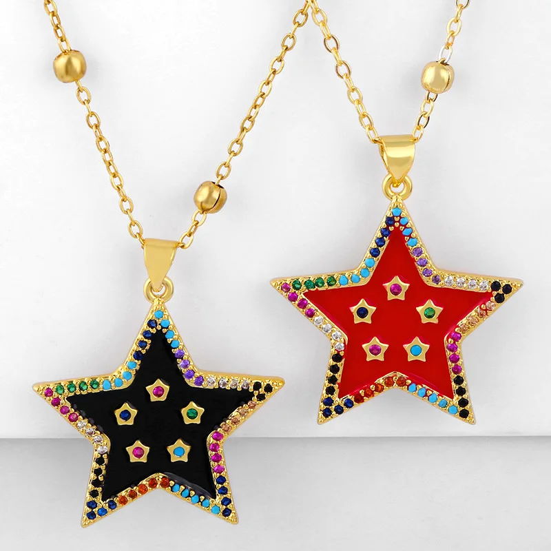 2020 Fashion Jewelry Gold Plated Cubic Zirconia Star Pendants Necklaces Rainbow Crystal Enamel Star Necklaces
2020 Fashion Jewelry Gold Plated Cubic Zirconia Star Pendants Necklaces Rainbow Crystal Enamel Star Necklaces