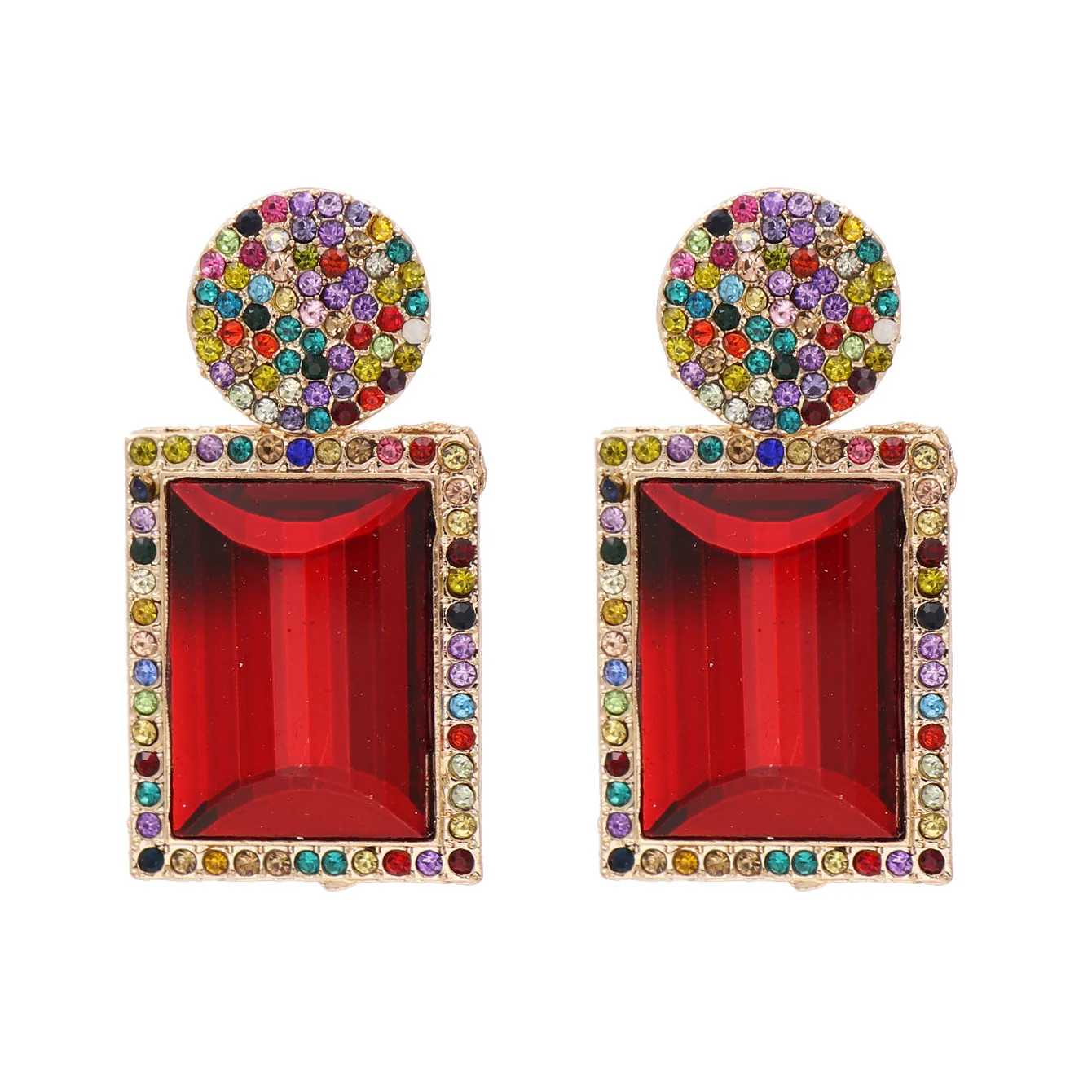 New Vintage Accessory Multicolored Rhinestone Square Earrings Rainbow Crystal Geometric Earring For Party
New Vintage Accessory Multicolored Rhinestone Square Earrings Rainbow Crystal Geometric Earring For Party