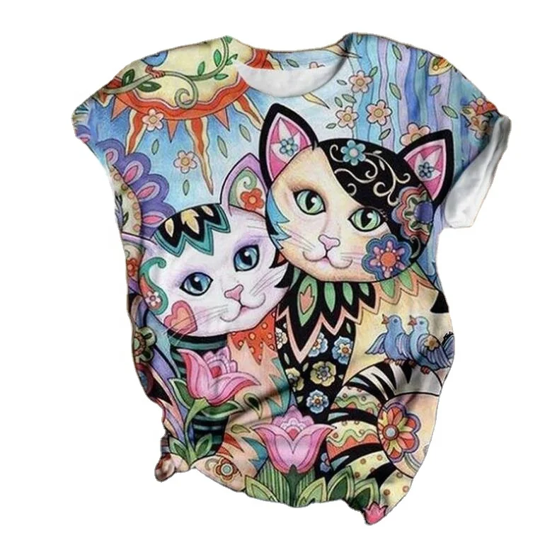 European and American fashion printed ladies T-shirt Lovely person's bright and interesting cat lover T shirt
European and American fashion printed ladies T-shirt Lovely person's bright and interesting cat lover T shirt