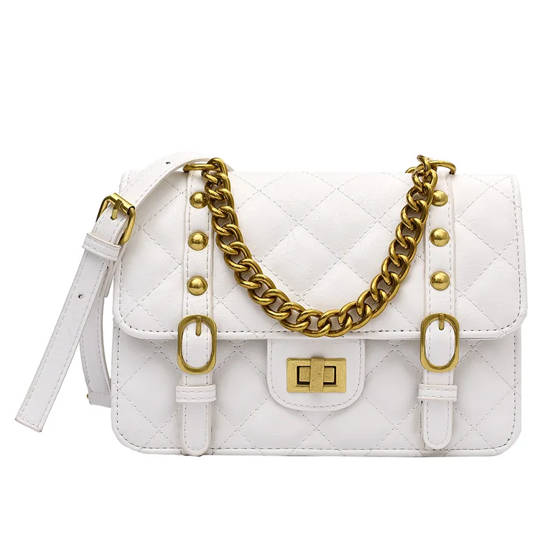 Soft Gold Metal Chain Pu Leather Armpit Retro Shoulder Small Square Bag Top Quality Luxury Brand Crossbody Bag for Woman 2021, White
Soft Gold Metal Chain Pu Leather Armpit Retro Shoulder Small Square Bag Top Quality Luxury Brand Crossbody Bag for Woman 2021, White