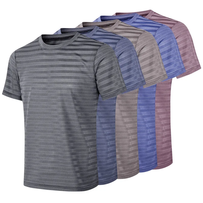 Men's fitness training short sleeve lightweight breathable running training loose casual quick dry stripe T-shirt
Men's fitness training short sleeve lightweight breathable running training loose casual quick dry stripe T-shirt