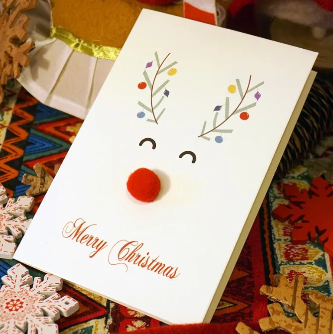 out christmas kraft paper cards blessing new year gift greeting