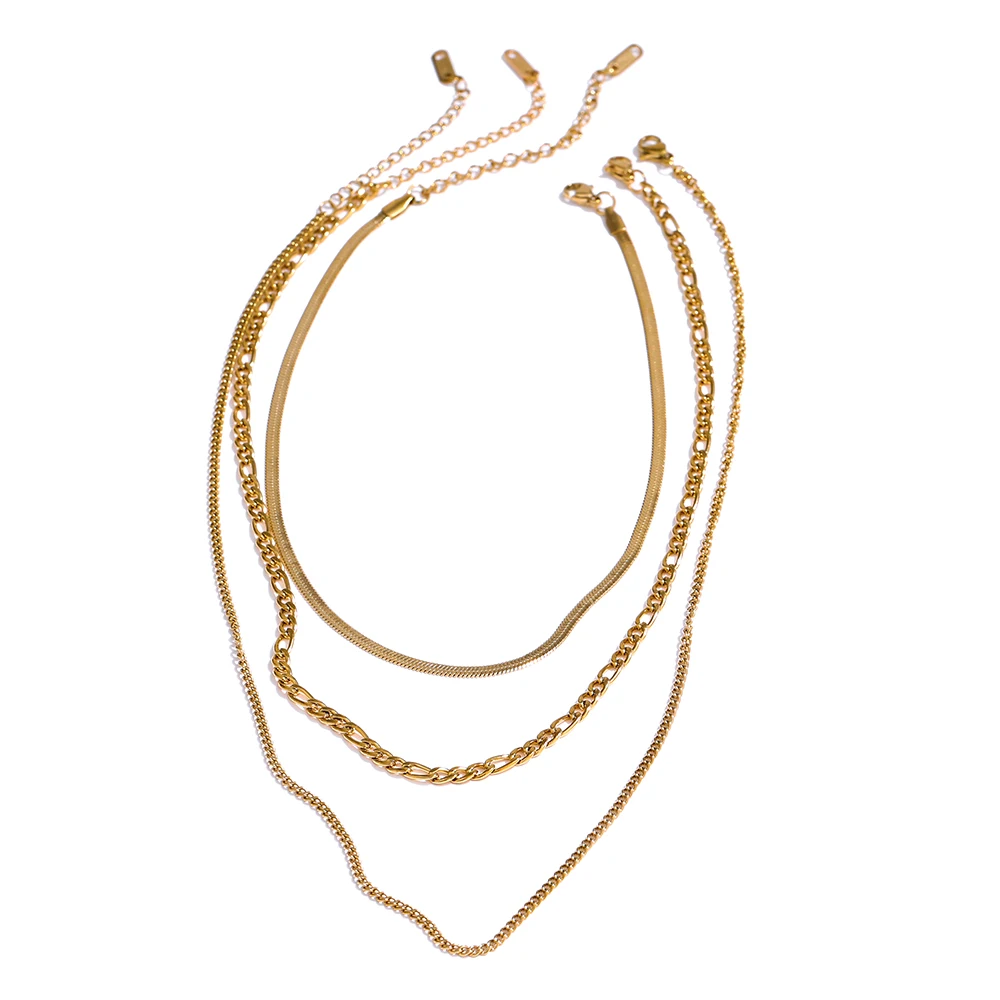 JINYOU 1478 PVD Gold Trendy Jewelry Waterproof Multi layer 316 Stainless Steel Chain Separated Necklace Sets 2022 for Women
JINYOU 1478 PVD Gold Trendy Jewelry Waterproof Multi layer 316 Stainless Steel Chain Separated Necklace Sets 2022 for Women