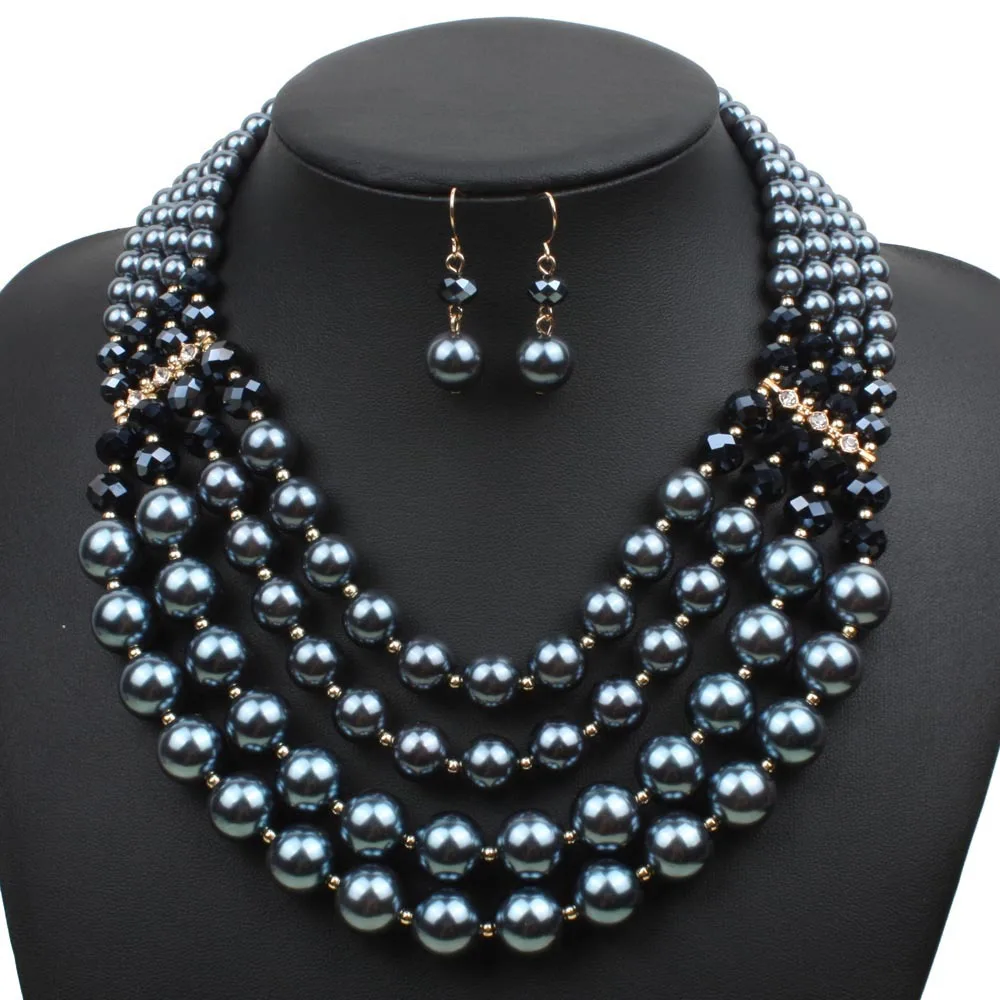 2021 High Quality Handmade Multilayer Faux Pearl Bead necklace and earrings Jewelry for brides, Gold/sliver
2021 High Quality Handmade Multilayer Faux Pearl Bead necklace and earrings Jewelry for brides, Gold/sliver