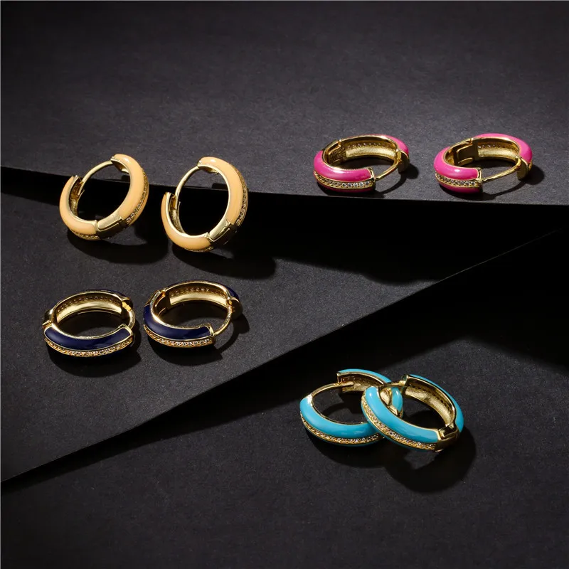 Fashion European 18K Gold Plated Zirconia Enamel Circle Earring Multi Color Oil Drip CZ Hoop Earrings For Girls
Fashion European 18K Gold Plated Zirconia Enamel Circle Earring Multi Color Oil Drip CZ Hoop Earrings For Girls