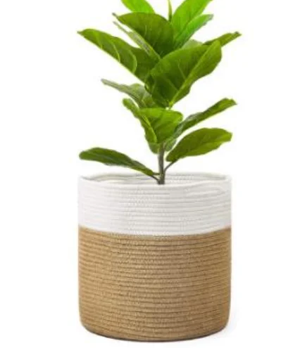 Nordic simple backet jute double layer multifunctional storage bag plant flowerpot waterproof flowerpot cover, White and blue
Nordic simple backet jute double layer multifunctional storage bag plant flowerpot waterproof flowerpot cover, White and blue
