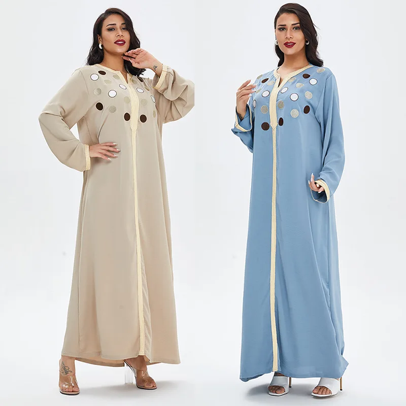 Women Dress Islamic Clothing Polyester Long Sleeve Muslim Robe Moroccan Kaftan Elegant Casual Dresses
Women Dress Islamic Clothing Polyester Long Sleeve Muslim Robe Moroccan Kaftan Elegant Casual Dresses