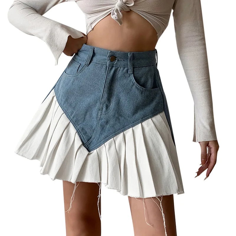 New Arrivals Women Casual Pleated Patchwork Denim Skirt Fashion A-line Mini Sexy Jeans Skirt Streetwear
New Arrivals Women Casual Pleated Patchwork Denim Skirt Fashion A-line Mini Sexy Jeans Skirt Streetwear