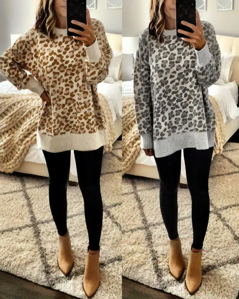 3 Color Hot Sale Long Sleeve Loose Streetwear Tops Lady Korean Clothes Winter Warm Leopard Sweater Casual Pullover Hoodie Women, Yellow, grey, coffee
3 Color Hot Sale Long Sleeve Loose Streetwear Tops Lady Korean Clothes Winter Warm Leopard Sweater Casual Pullover Hoodie Women, Yellow, grey, coffee