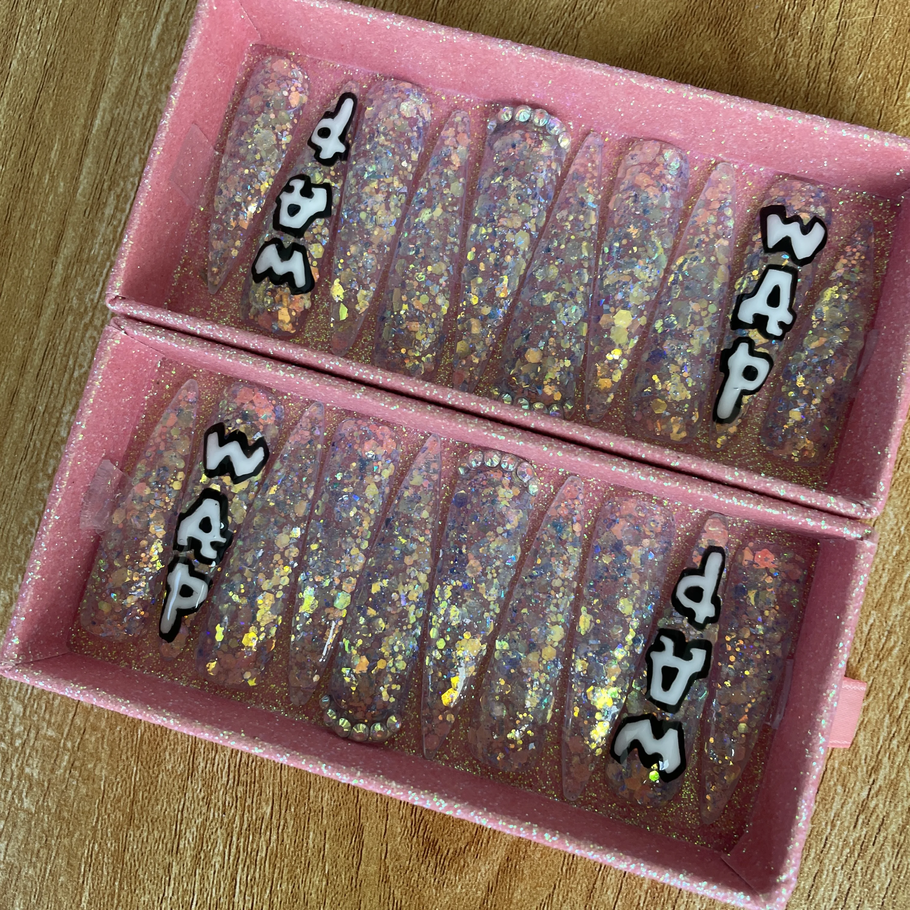 H-350-359 Various Color bling luxury Long gel designed luxury Custom Long coffin long gel abs press on nails, Customers' requirements
H-350-359 Various Color bling luxury Long gel designed luxury Custom Long coffin long gel abs press on nails, Customers' requirements