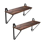 Decor home Industrial Floating Hanging Set of 2 wood iron decor wall shelf