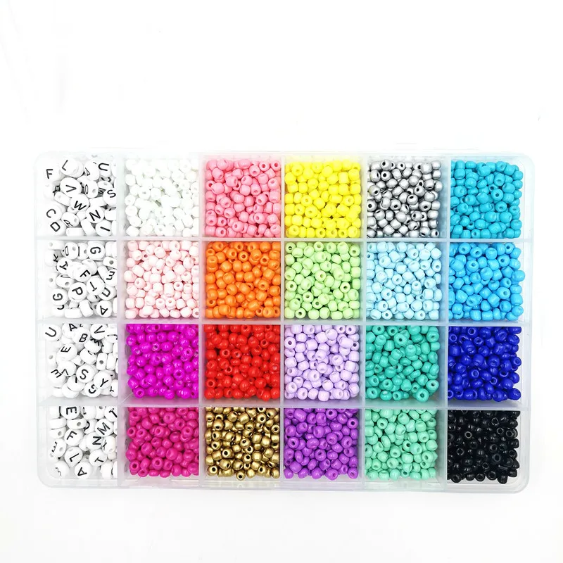 24 grid mixed color box round glass letter beads children's Beaded DIY jewelry accessories, Picture
24 grid mixed color box round glass letter beads children's Beaded DIY jewelry accessories, Picture