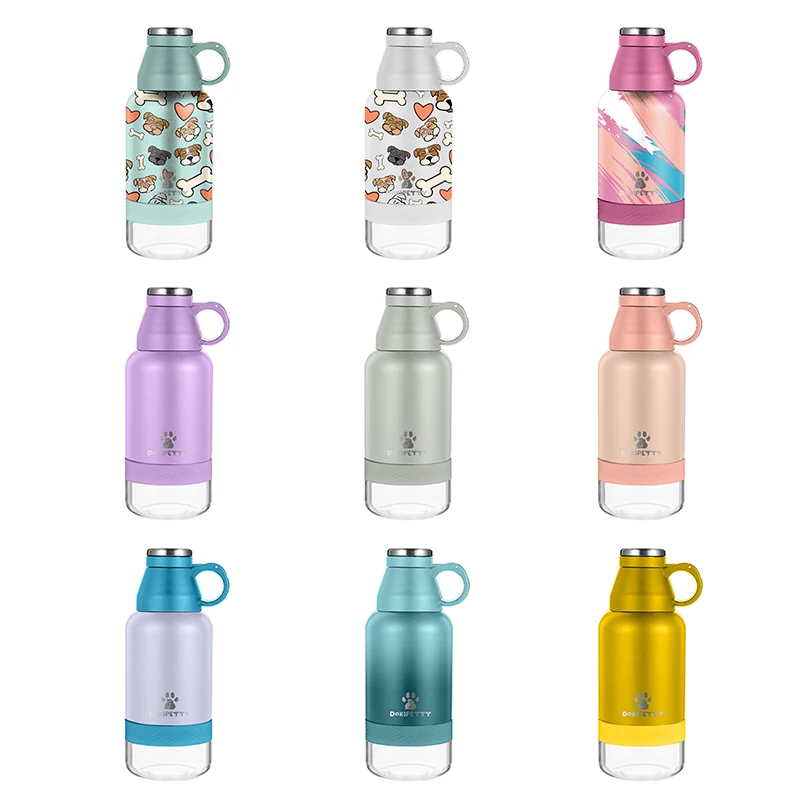 Dog Water Bottle 3 in 1 32oz double wall stainless steel dog water bottle Food Detachable Feeding Bowl plastic sticker 
Dog Water Bottle 3 in 1 32oz double wall stainless steel dog water bottle Food Detachable Feeding Bowl plastic sticker